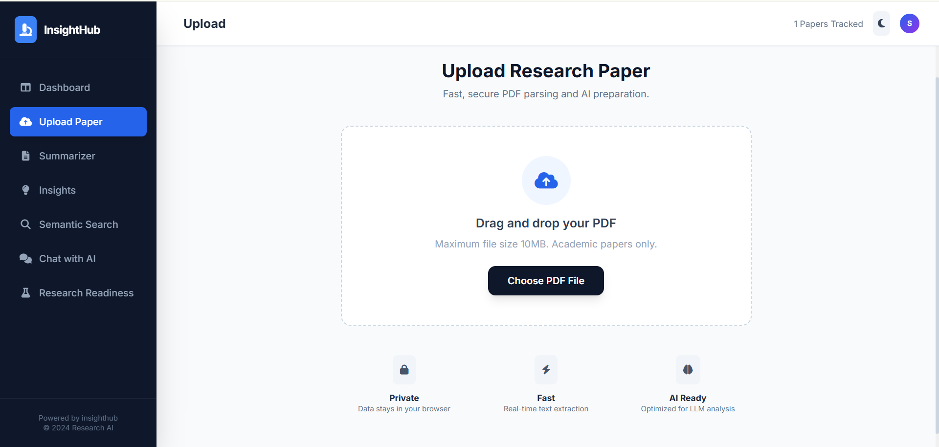 AI Powered Research Paper Summarizer and Insight Extraction - Screenshot 2