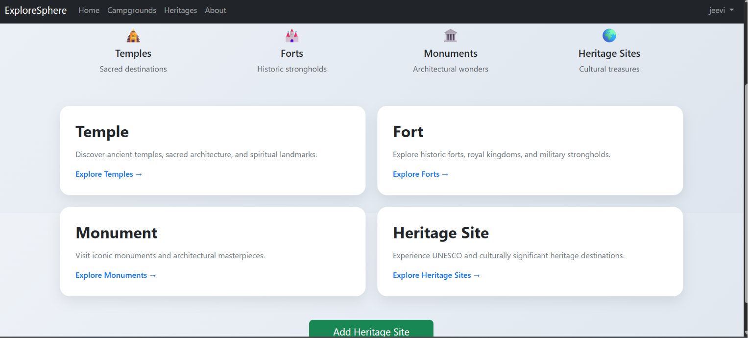 ExploreSphere - Full-Stack Travel & Heritage Discovery Platform - Screenshot 4