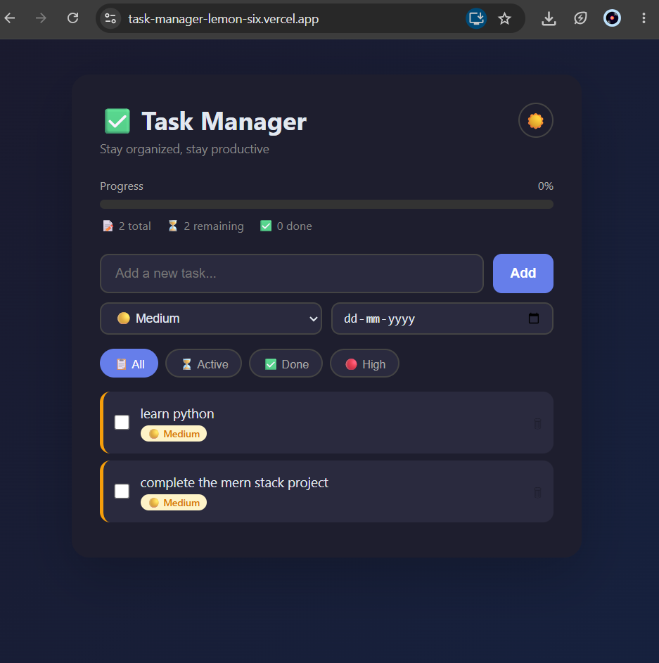 Task Manager App – MERN Stack - Screenshot 3