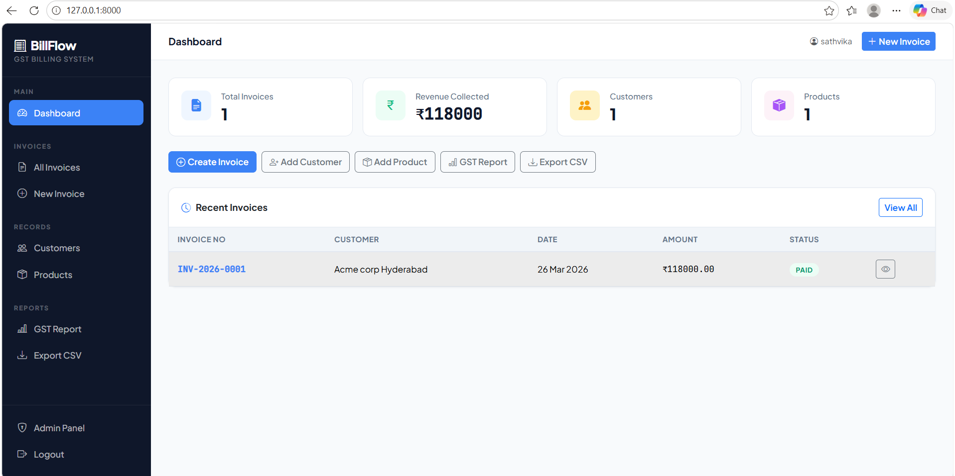 GST Billing System with PDF Invoice Generator - Screenshot 4