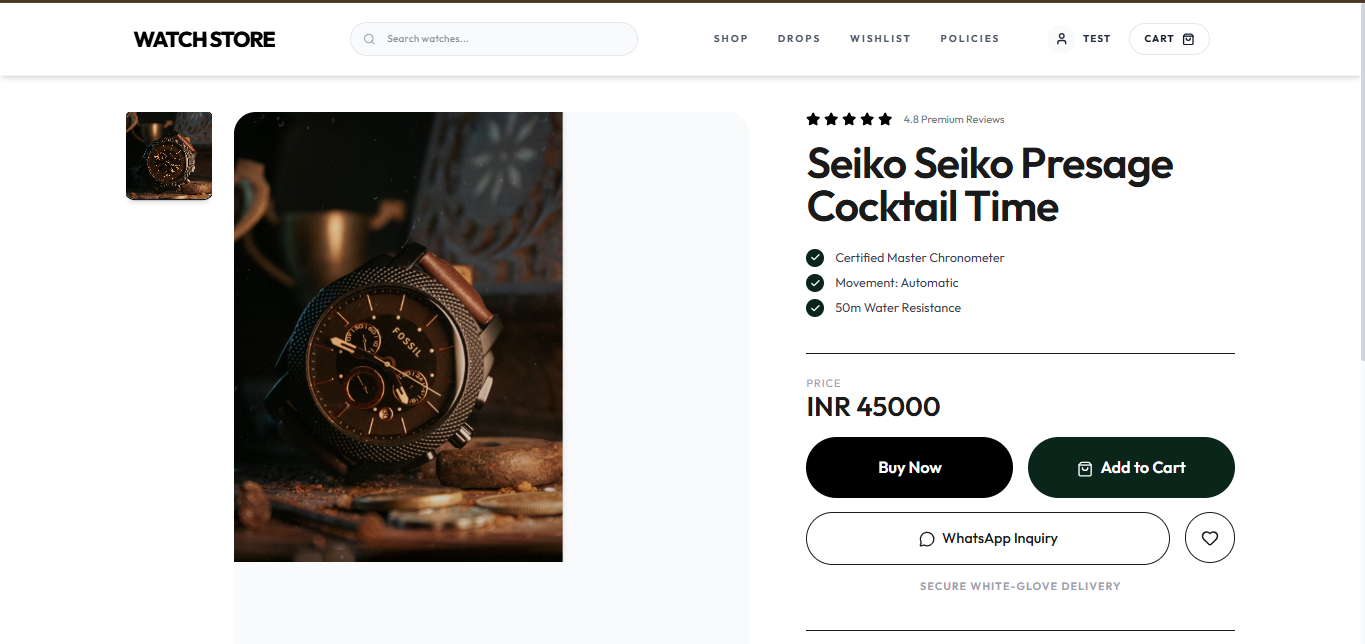 Watch Store ecommerce website - Screenshot 2