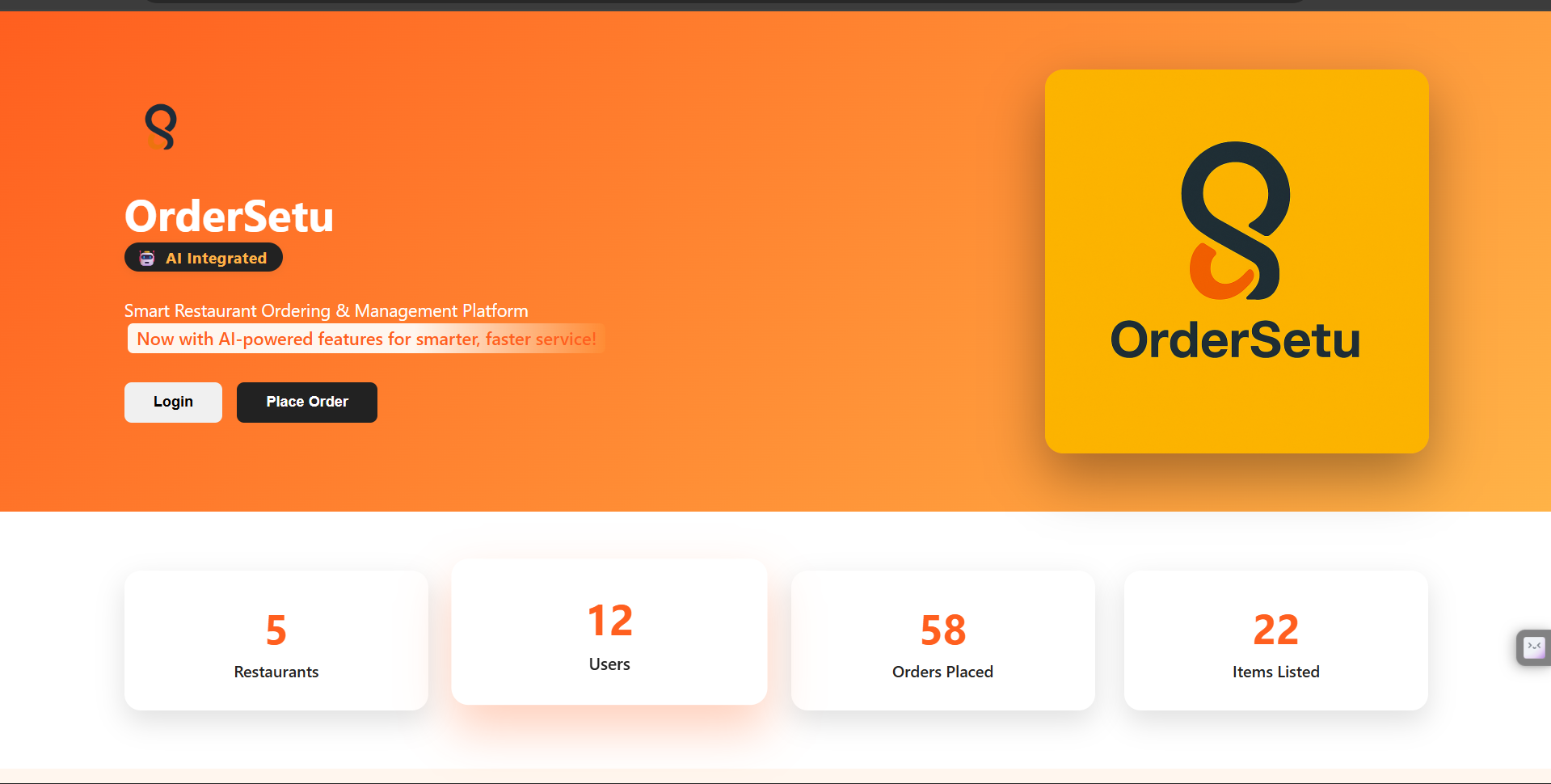 OrderSetu – AI-powered smart restaurant ordering and management system - Screenshot 1