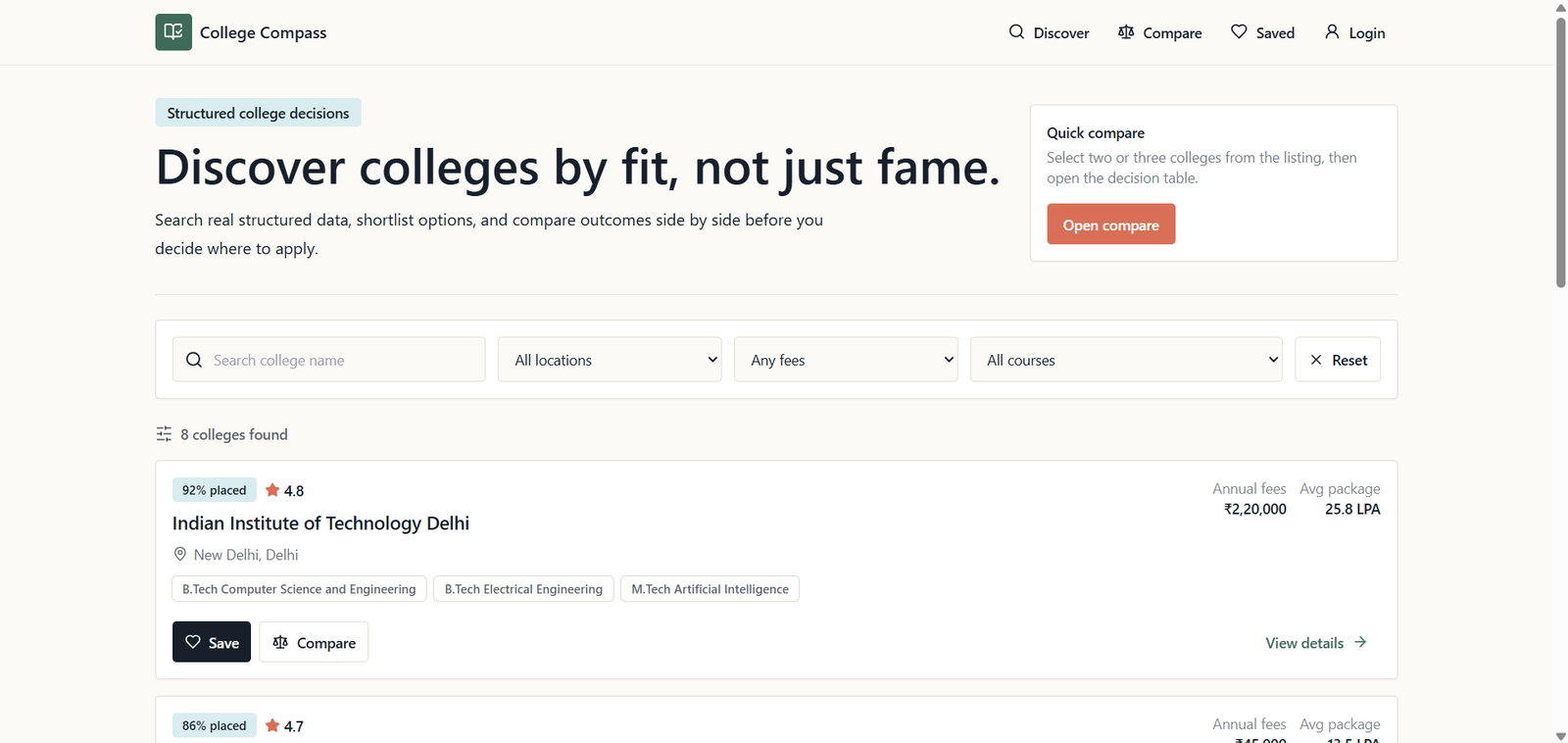 College compass - Screenshot 1