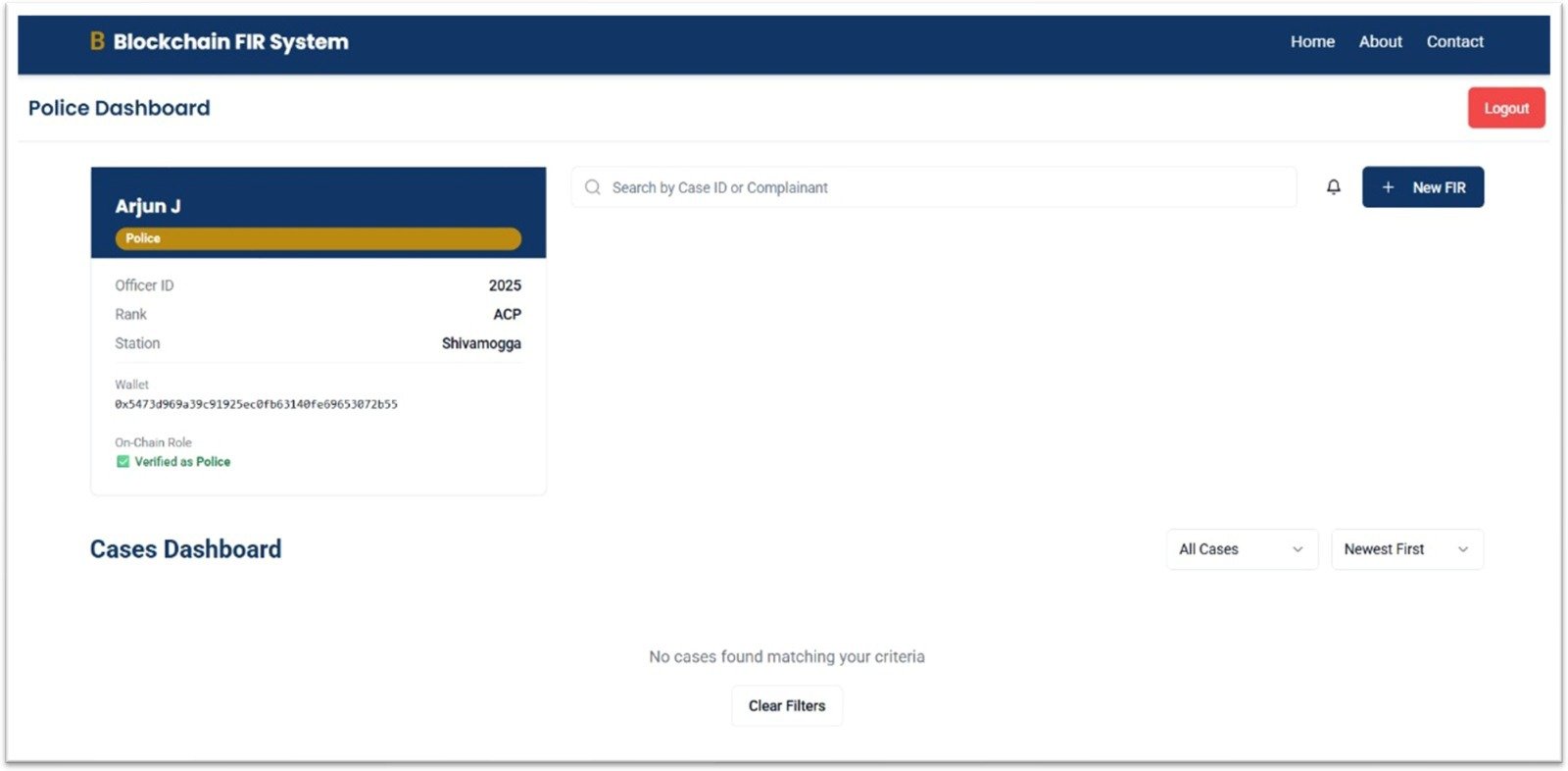 Police Record Management Using Private Ethereum Blockchain - Screenshot 2