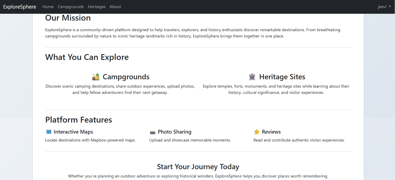 ExploreSphere - Full-Stack Travel & Heritage Discovery Platform - Screenshot 2