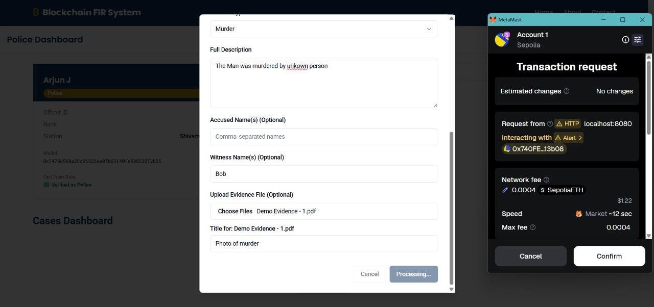 Police Record Management Using Private Ethereum Blockchain - Screenshot 3