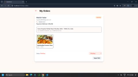 Full-Stack Food Delivery webapp - Screenshot 3