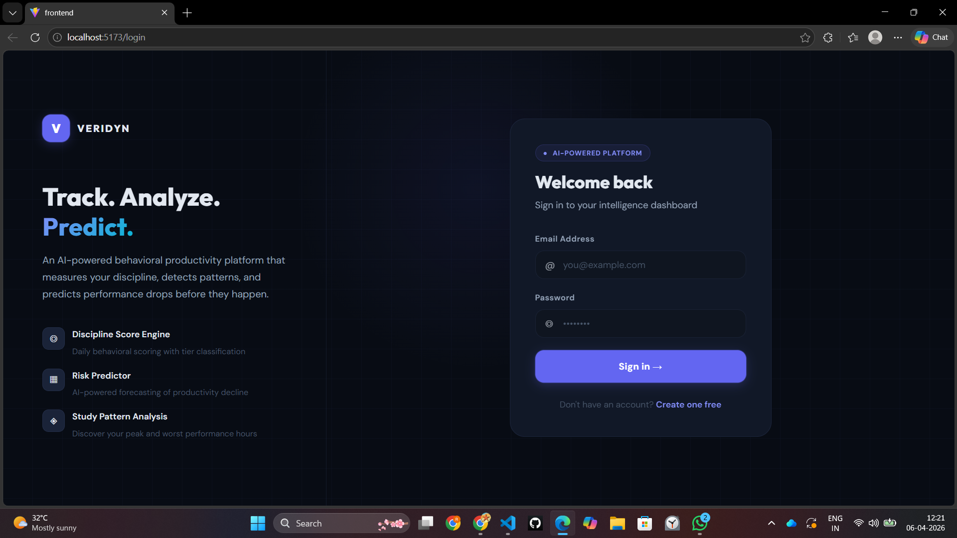 VERIDYN — AI-Powered Productivity & Behavioral Analytics Platform - Screenshot 1