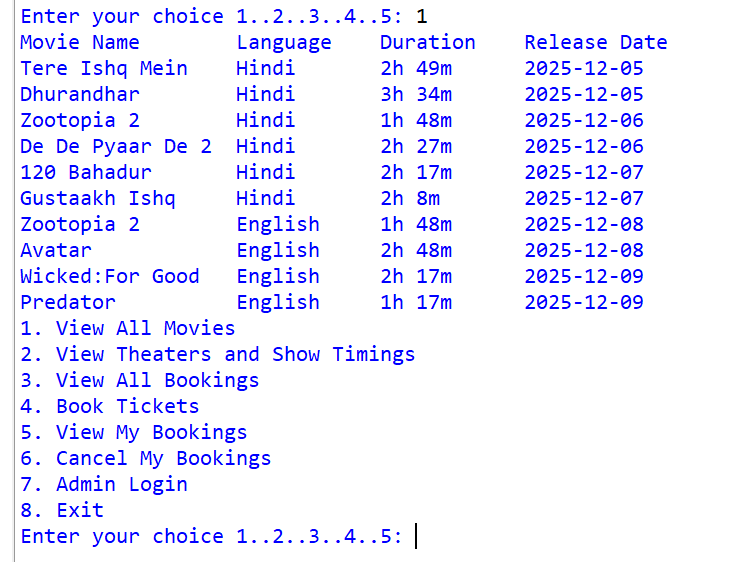 Movie Ticket Booking project - Screenshot 2