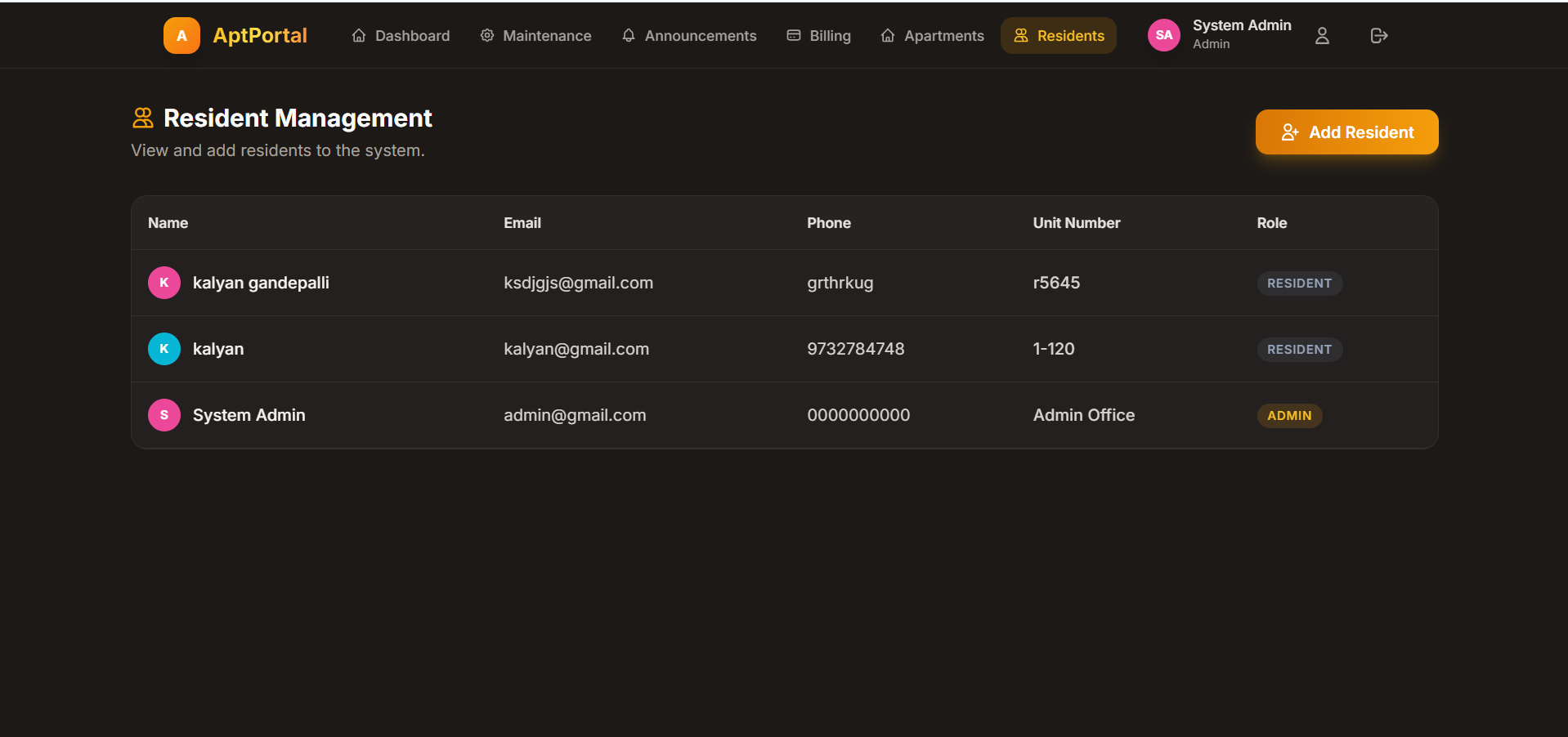 Apartment Billing and Management Portal - Screenshot 5