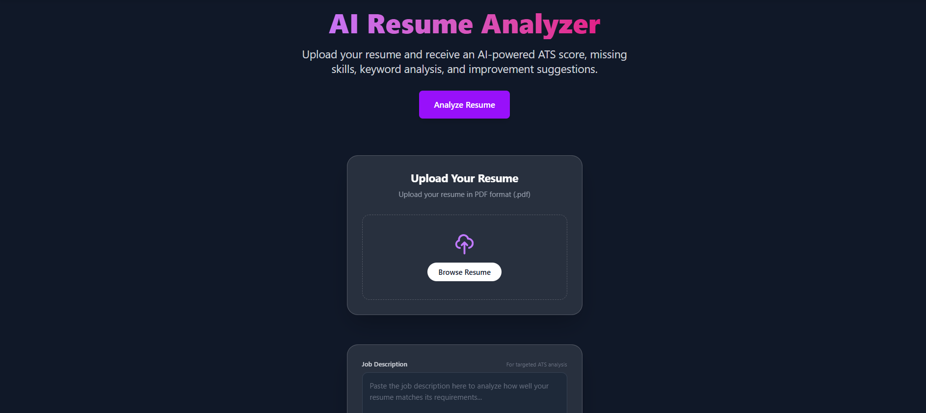 AI Resume Analyzer & Optimizer - Screenshot 1