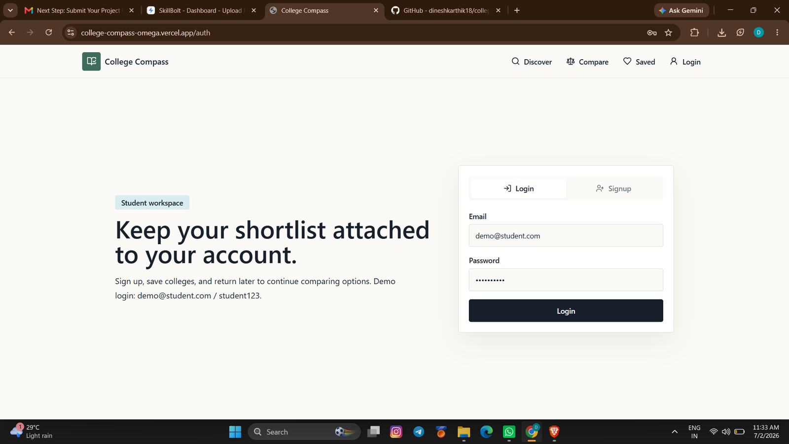 College compass - Screenshot 2