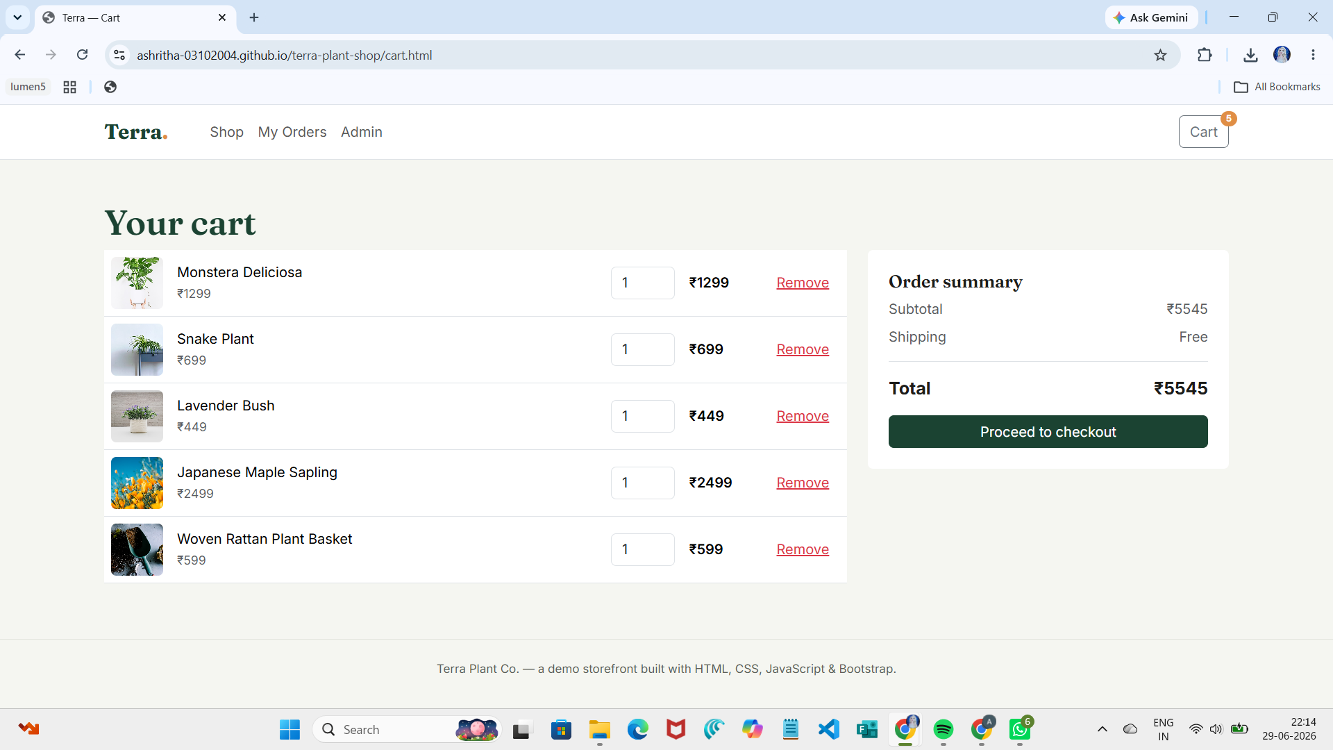Terra – Plant Shop E-commerce Web Application - Screenshot 2