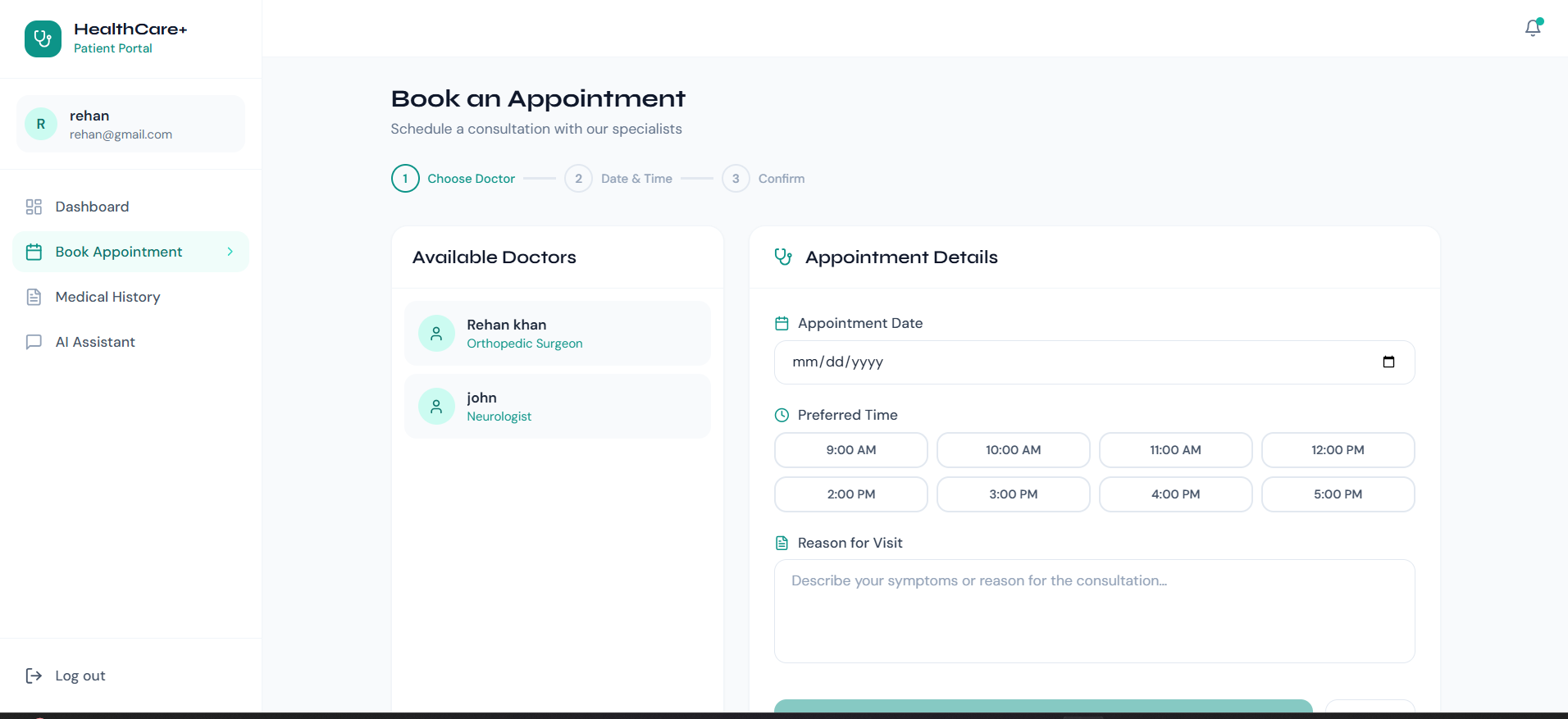 Full Stack Doctor appointment System - Screenshot 3