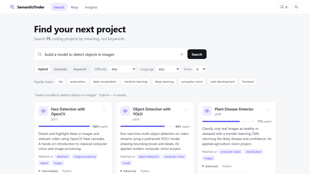 Semantic Project Search & Recommendation Engine - Screenshot 4