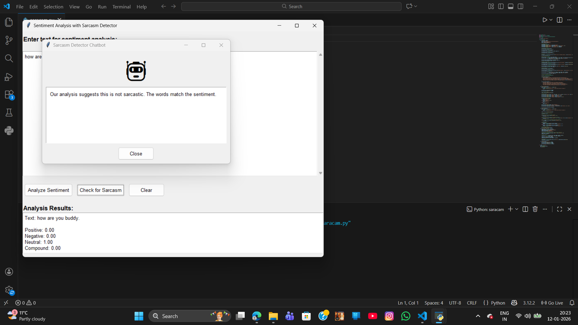 sentiment analysis with sarcasm - Screenshot 1