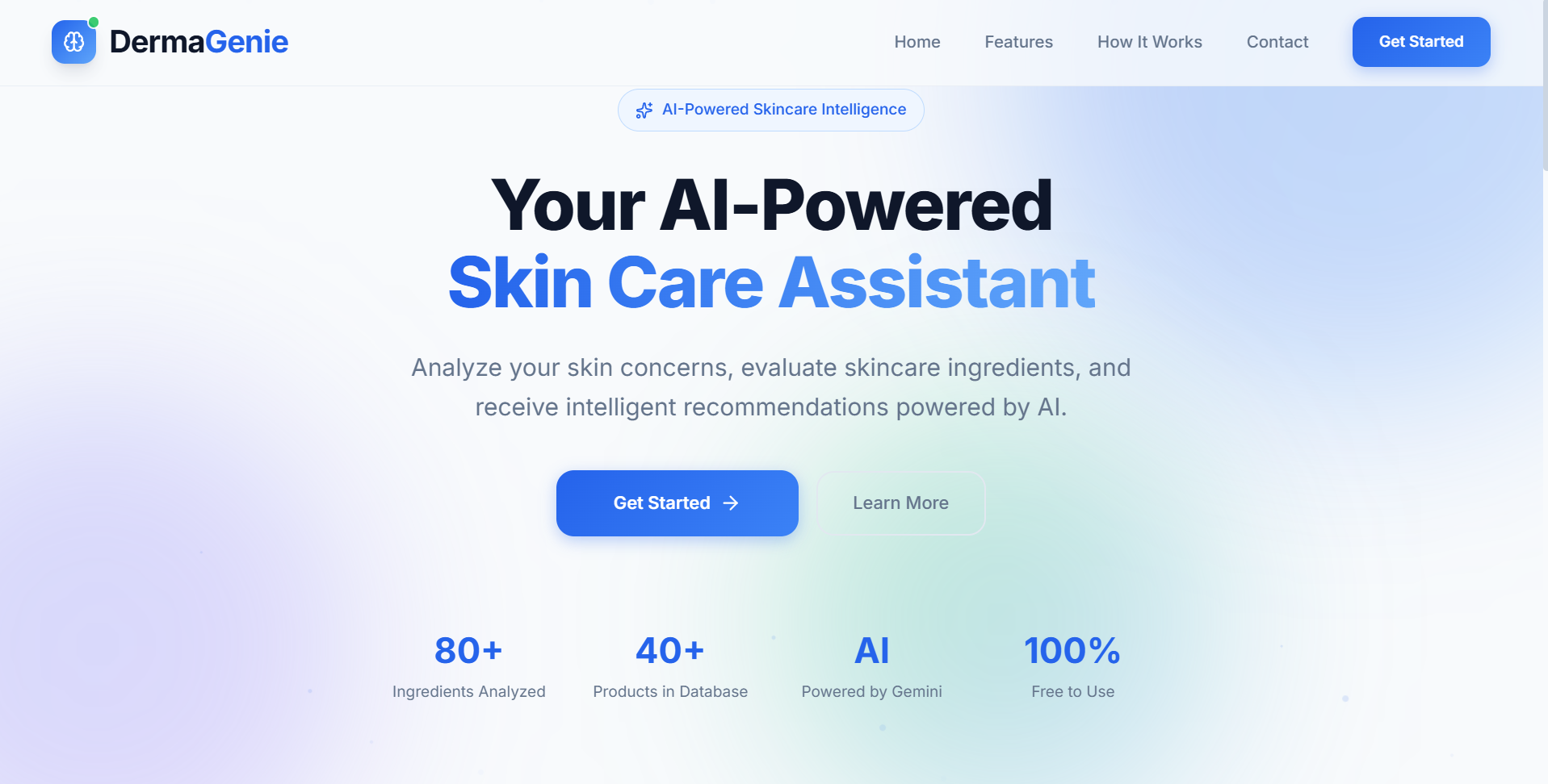 DermaGenie– AI-Powered Skincare Intelligence Platform - Screenshot 1