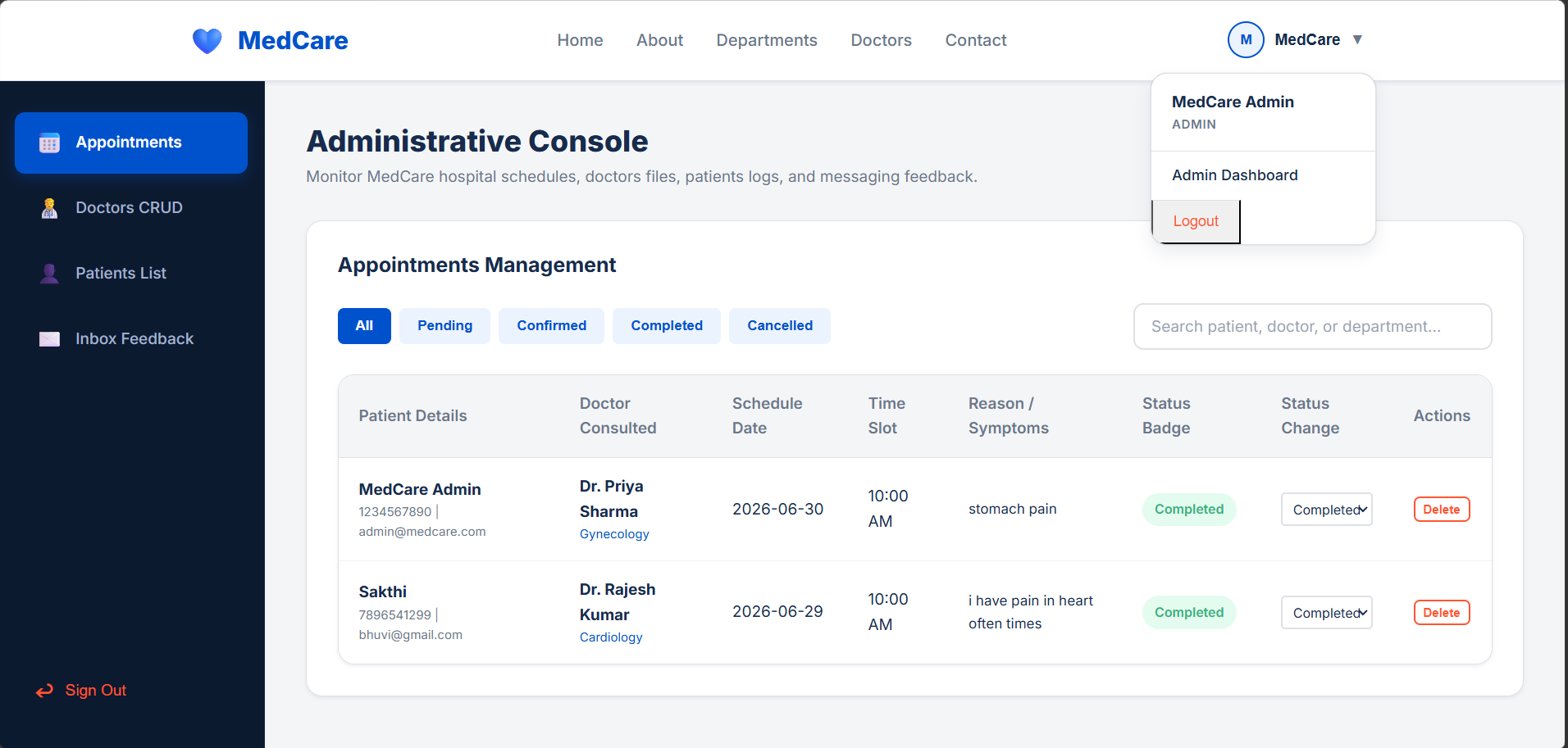 MedCare System - Screenshot 2