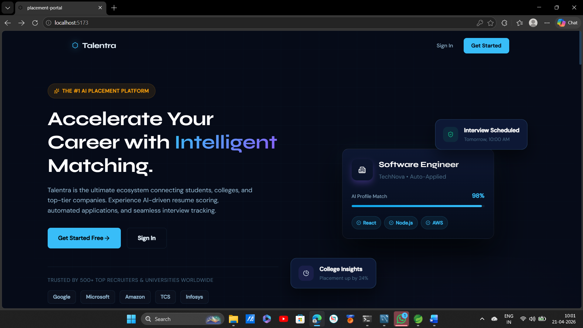 Talentra-Smart Student campus placement project - Screenshot 5