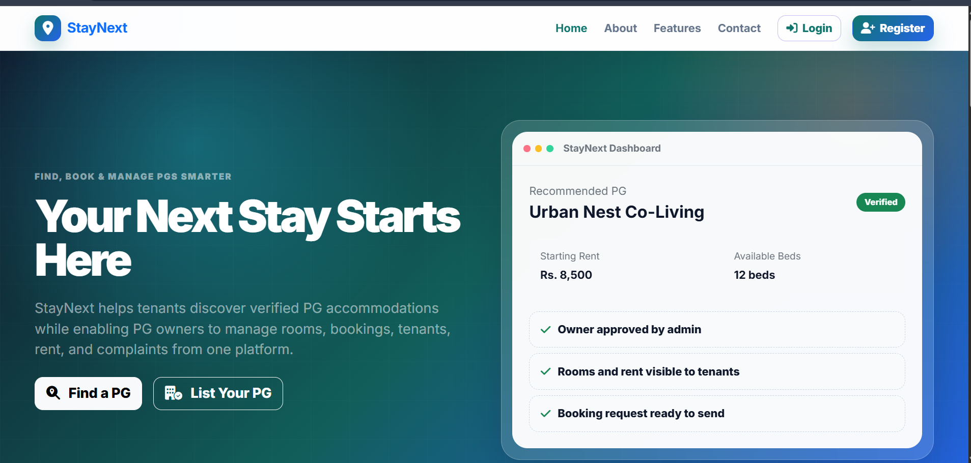 StayNext - Pg Discovery Platform - Screenshot 1