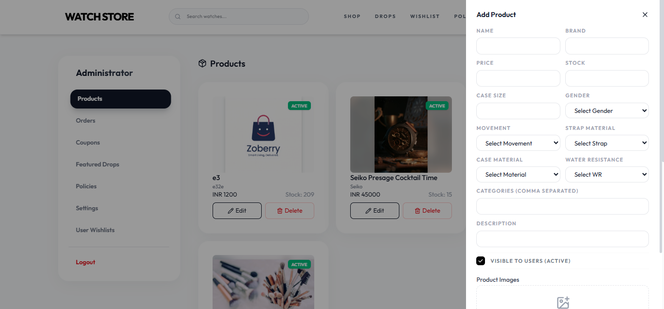 Watch Store ecommerce website - Screenshot 1