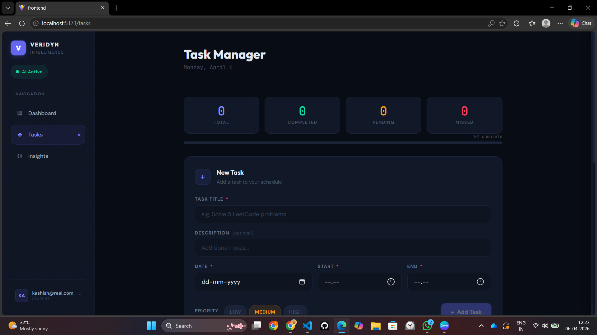VERIDYN — AI-Powered Productivity & Behavioral Analytics Platform - Screenshot 3
