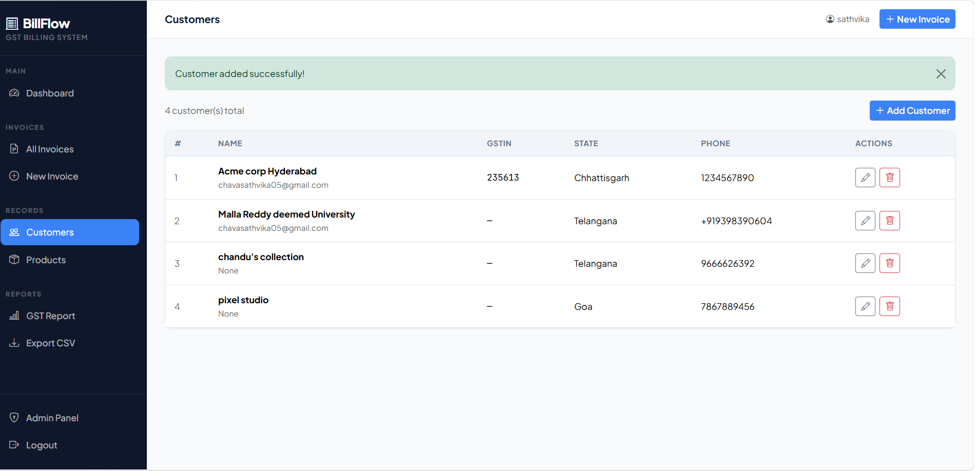 GST Billing System with PDF Invoice Generator - Screenshot 3