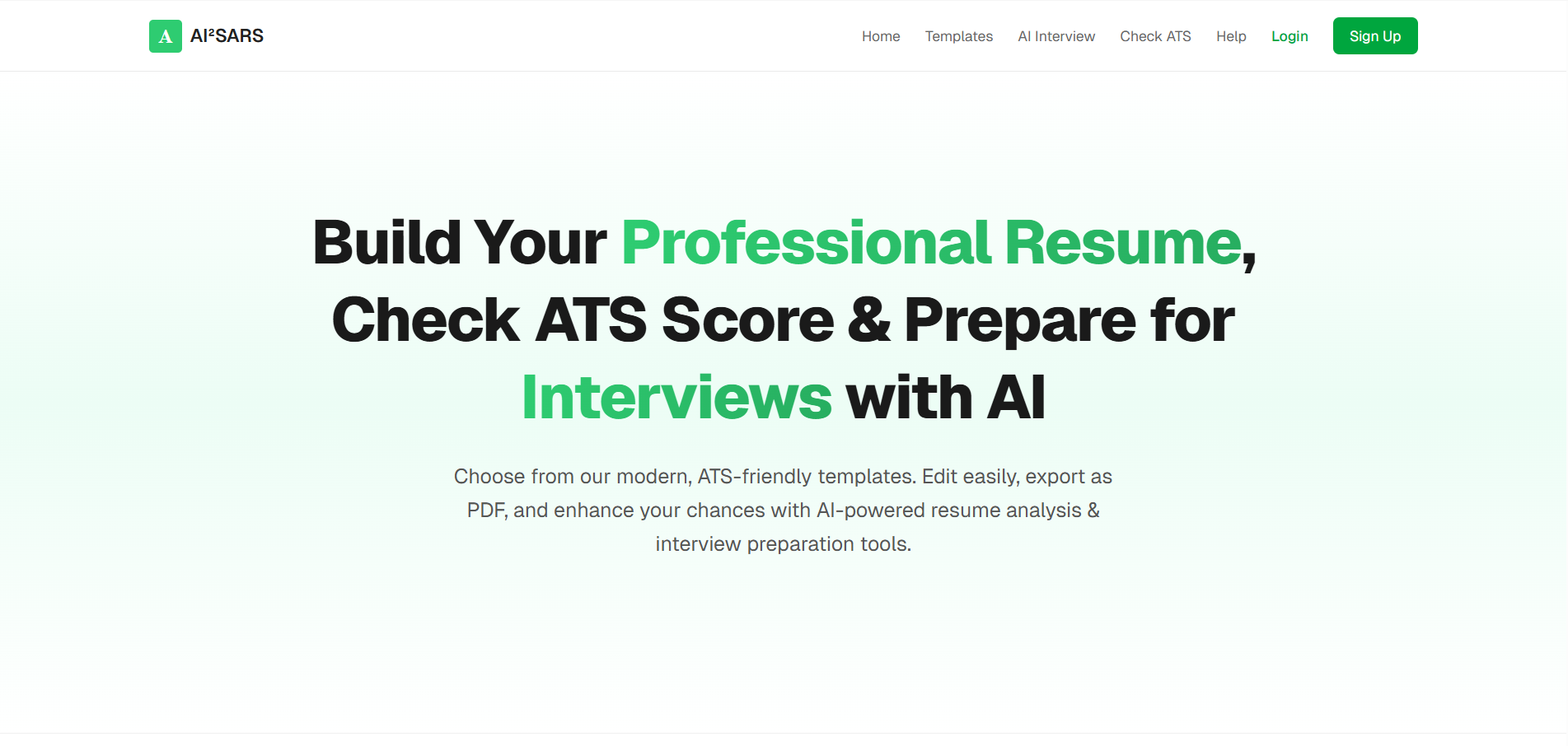 AN AI-ENABLED INTERVIEW SIMULATION AND ATS COMPATIBLE RESUME SYSTEM - Screenshot 1