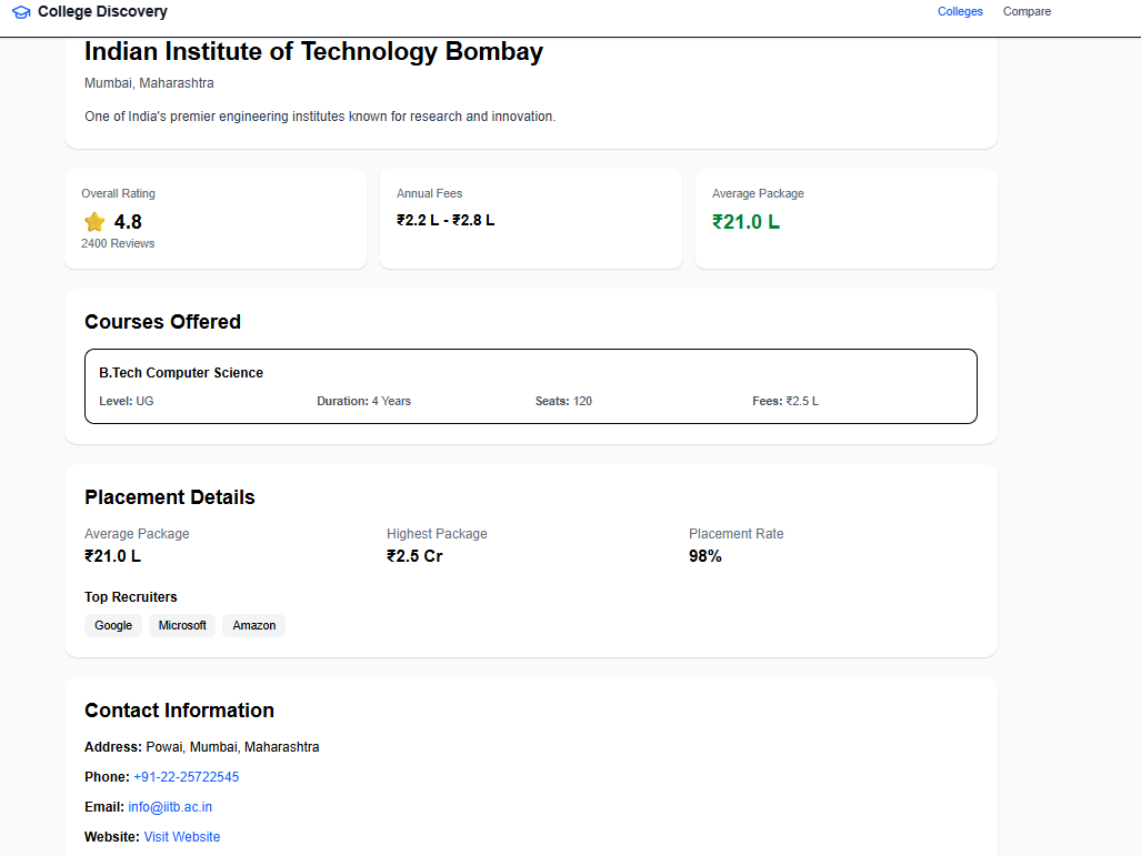 College Discovery Platform - Screenshot 5