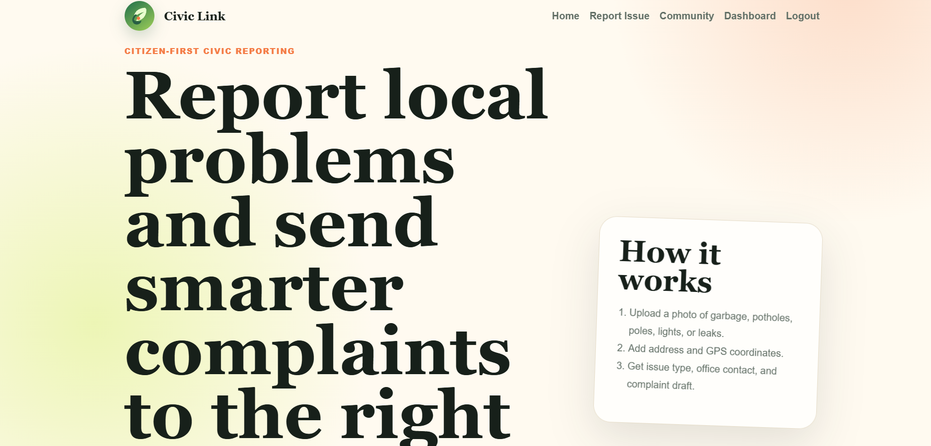 CIVIC LINK a Django Platform for reporting civic issues.