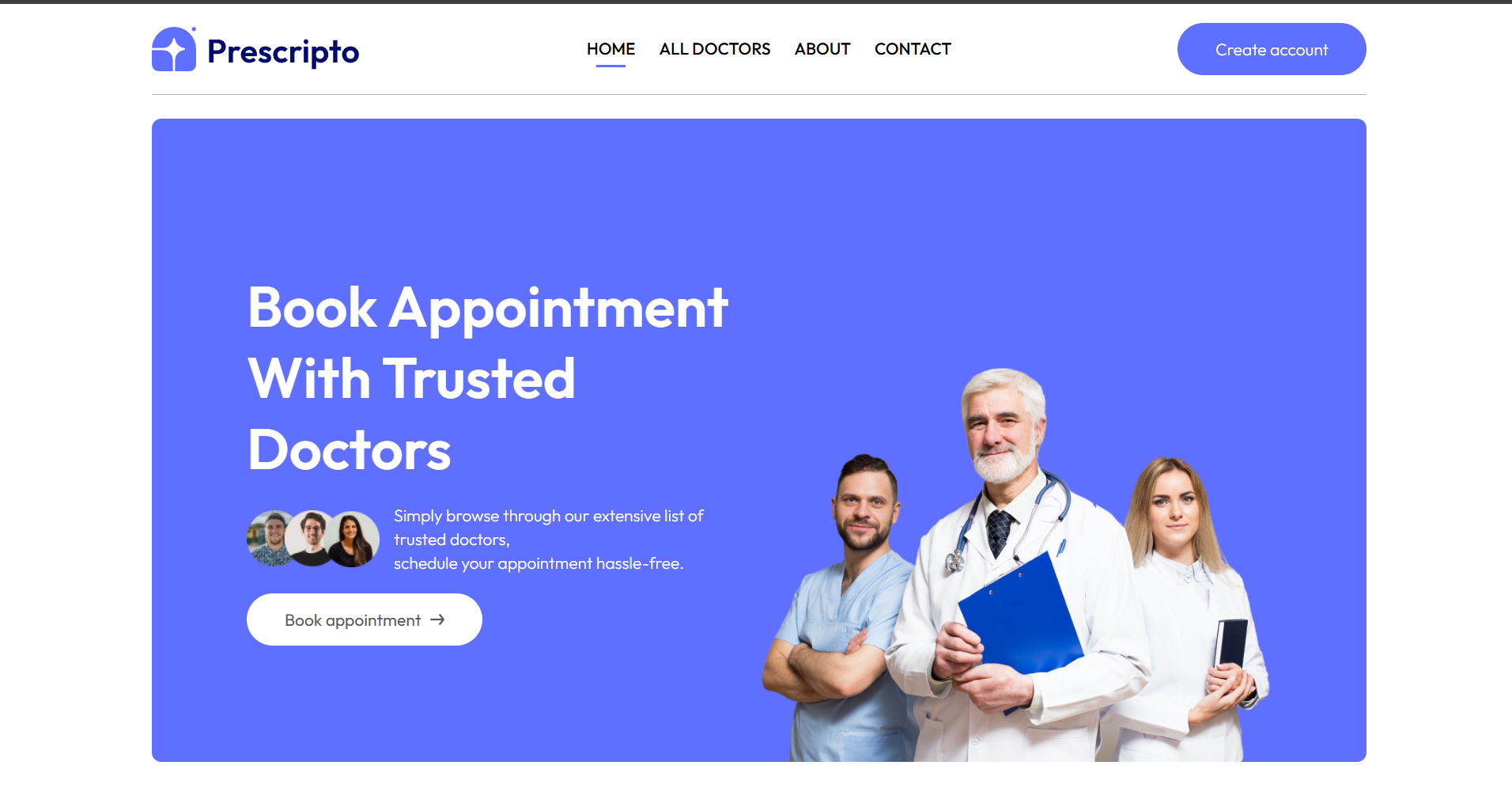 Prescripto – Full-Stack Doctor Appointment System - Main Image