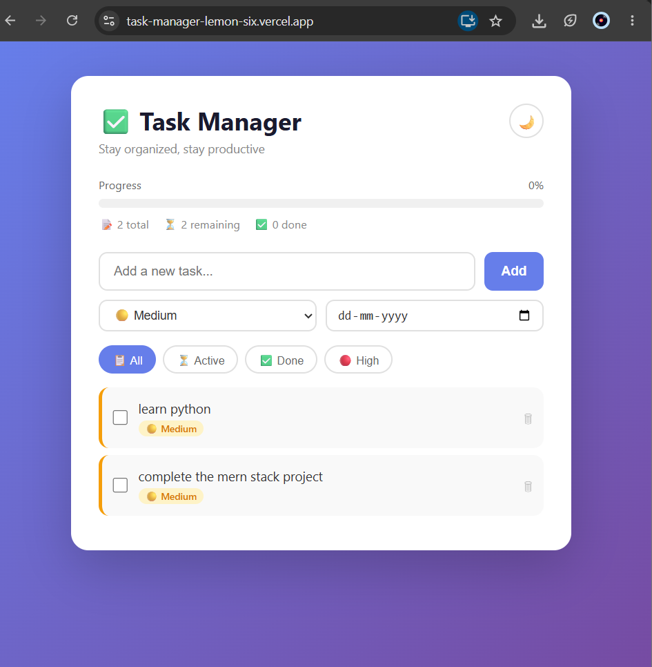 Task Manager App – MERN Stack
