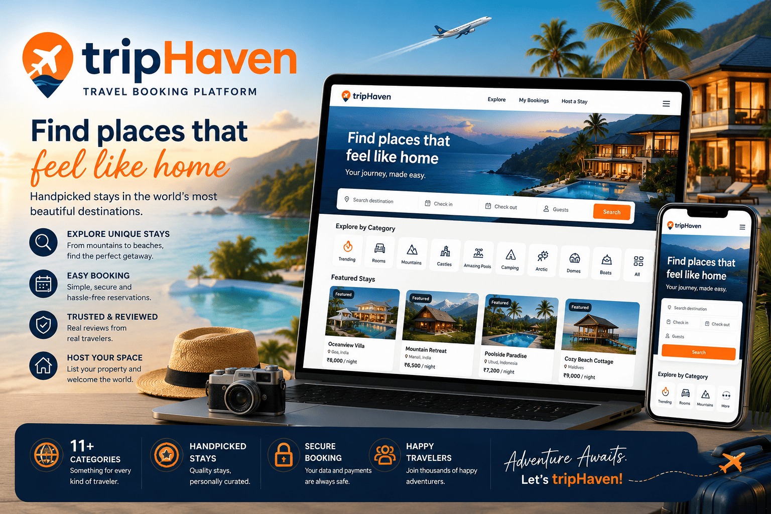 TripHaven – Travel Stay Booking Platform | MEN Stack using Ejs