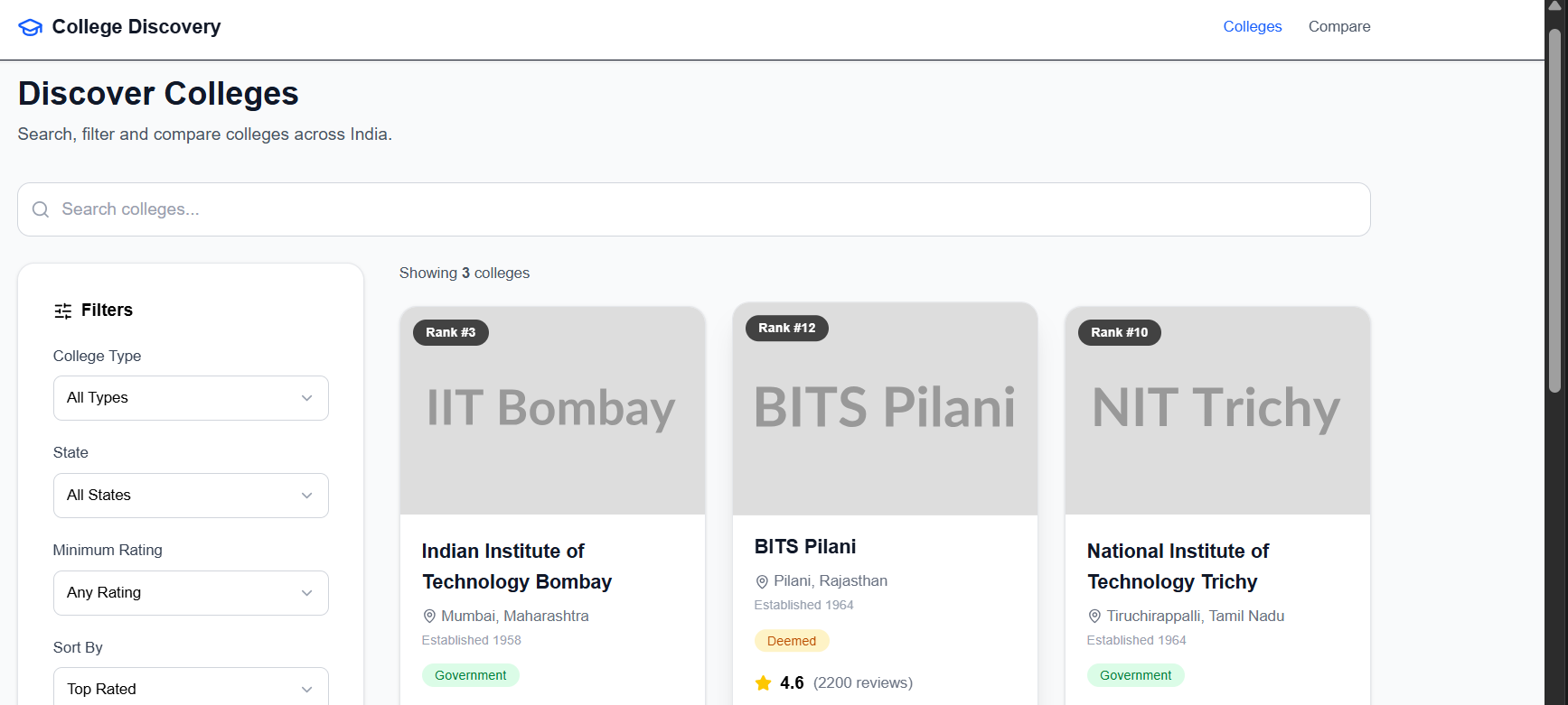 College Discovery Platform