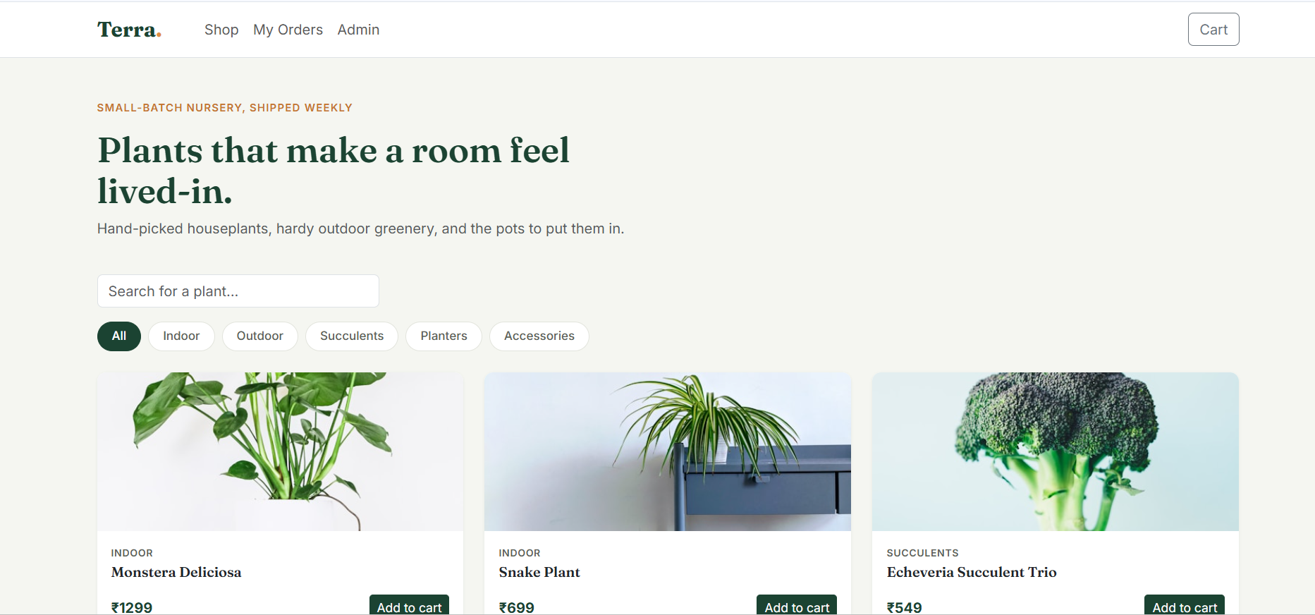 Terra – Plant Shop E-commerce Web Application